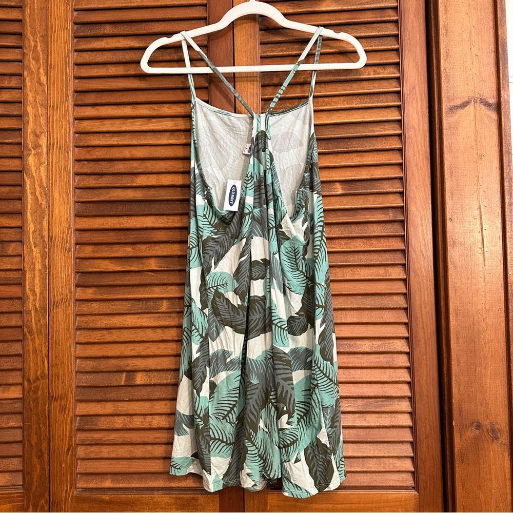 NWT Old Navy Sunday Sleep Romper lounge pajamas, green palm leaf, M - Picture 2 of 13